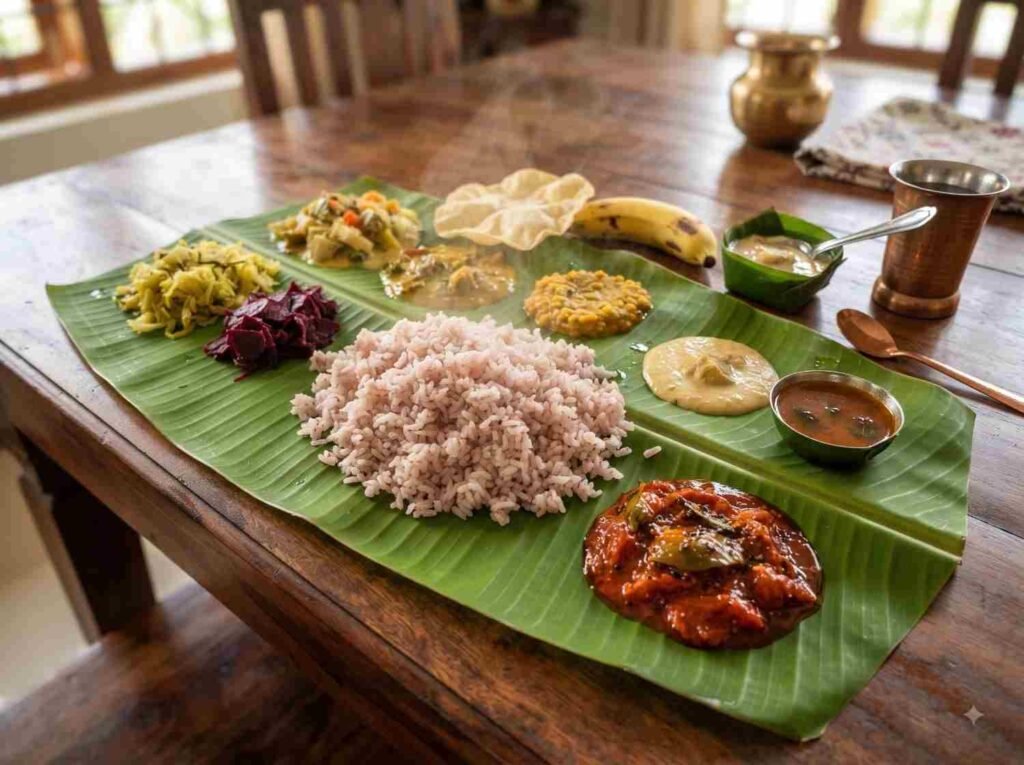 Kerala homemade pickle served with traditional rice meal