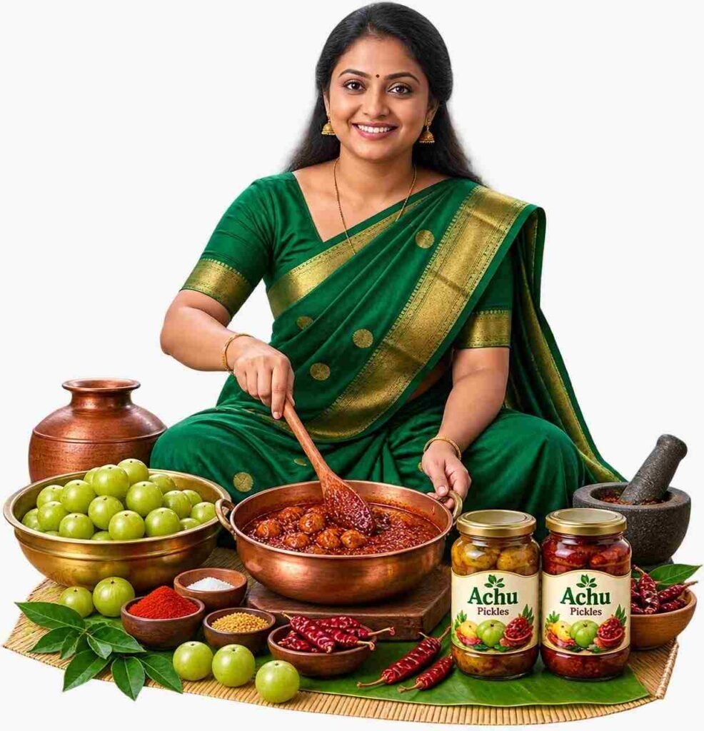 mom preparing homemade gooseberry pickles